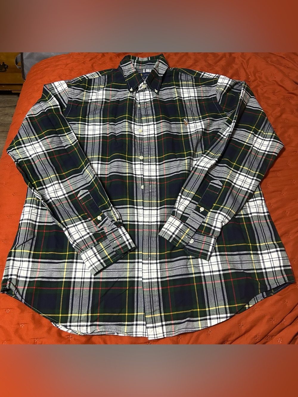 Men's Ralph Lauren Green Plaid Button-Down Shirt XL